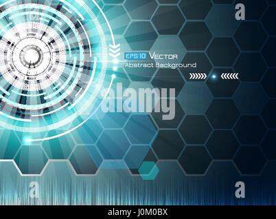 Abstract background with neon colors and hexagons and futuristic elements Stock Vector