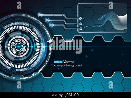 Abstract background with neon colors and hexagons and futuristic elements Stock Vector