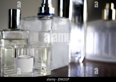 detail of perfume bottle in dim light and high light Stock Photo