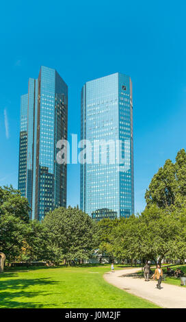 deutsche bank twin towers, seen from public park taunusanlage Stock Photo