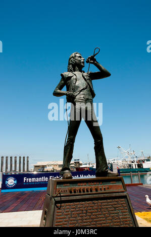 FREMANTLE, AUSTRALIA - October 26, 2016: Bronze statue of Bon Scott;  ex lead singer of AC/DC Stock Photo