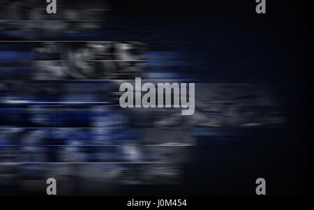 Motion Blue Hi Tech Background. Dark Technology Blurs Backdrop. Stock Photo