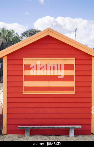 Painted bathing boxes at Middle Brighton beach, Melbourne, Australia Stock Photo