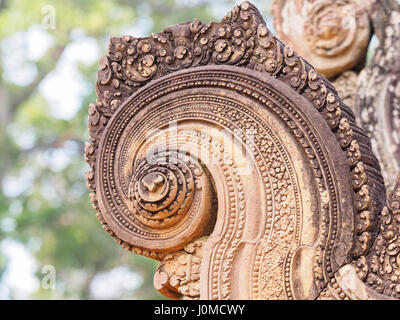 Banteay Srei castle, The most beautiful ancient castle in Cambodia Stock Photo