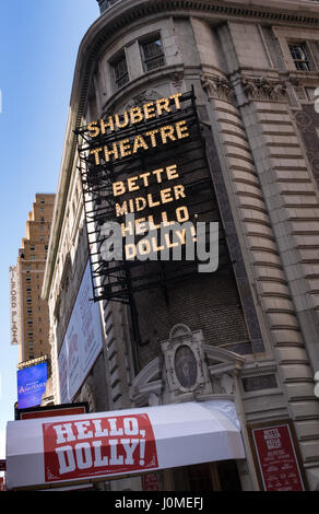 Shubert Theatre Marquee, 'Hello Dolly', Times Square, NYC Stock Photo