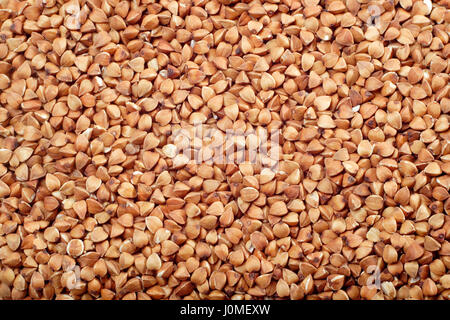 Buckwheat seeds (Fragopyrum esculentum). Close-up, full frame. Stock Photo