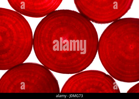 Beetroot slices from above. Close up, full frame shoot. Stock Photo