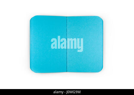 Small Open Notepad WIth Blue Blank Sheets (with clipping path) Stock Photo