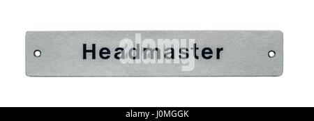 A School Headmaster Door Plaque Or Sign Stock Photo