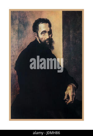 MICHELANGELO Self Portrait oil painting of Michelangelo Buonarroti 1475-1564 He is buried in Florence, Italy, Stock Photo