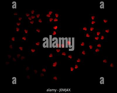 3d rendering hearts on black background for valentine's day, illustration Stock Photo