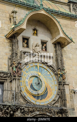 The Prague astronomical clock was installed in 1410, making it the third-oldest astronomical clock in the world and the oldest one still operating. Stock Photo