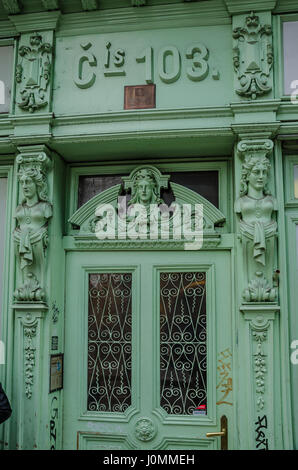 Prague is full of beautiful 19th century houses and like a catalogue of architectural history. Stock Photo