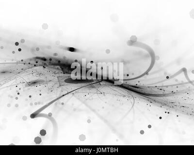 New technology flow in space black and white, computer generated abstract background, 3D rendering Stock Photo