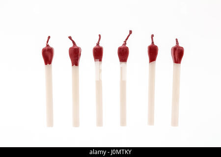 Birthday candles isolated on white - fun match stick shapes Stock Photo