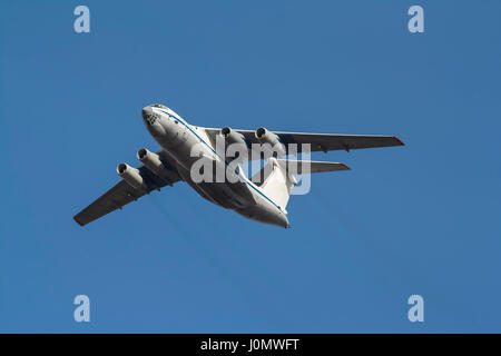 russian transport aircraft IL-76 in flight Stock Photo