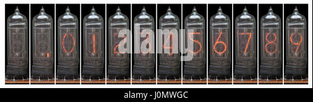 vacuum tubes set with various digits Stock Photo