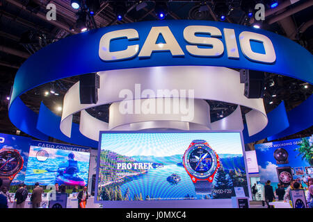 The Casio booth at the CES show held in Las Vegas Stock Photo