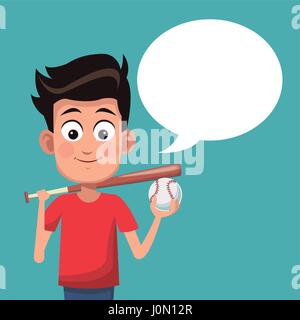 boy baseball sport talking image Stock Vector