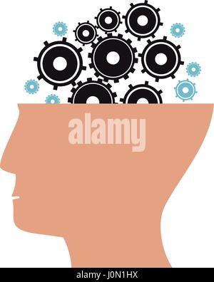 profile brain with cog wheels Stock Vector Image & Art - Alamy
