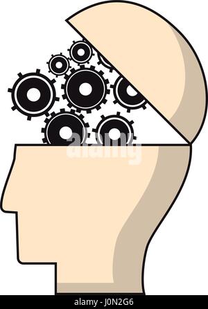 head human gear wheel engineer Stock Vector