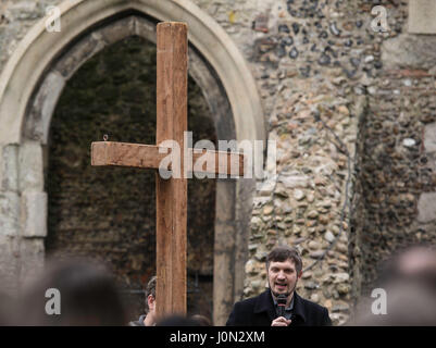 Brentwood, Essex, 14th April 2017; Good Friday Walk of Witness service, Brentwood, High Street Credit: Ian Davidson/Alamy Live News Stock Photo