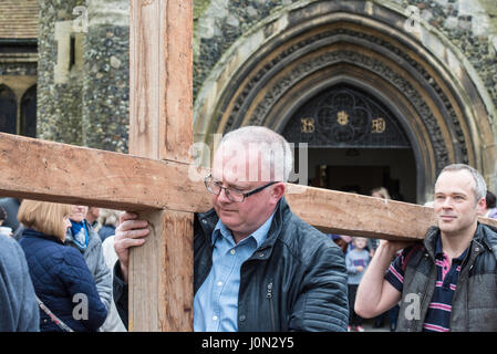 Brentwood, Essex, 14th April 2017; Good Fiday Walk of Witness, St Thomases' Church Brentwood Credit: Ian Davidson/Alamy Live News Stock Photo