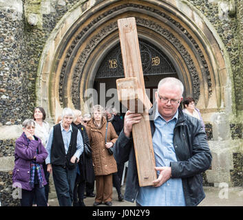 Brentwood, Essex, 14th April 2017; Good Friday Walk of Witness, St Thoas' Church Brentwood Credit: Ian Davidson/Alamy Live News Stock Photo