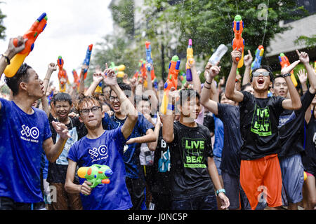 Kuala Lumpur, MALAYSIA. 15th Apr, 2017. People gather for Songkran Music Festival 2017 celebrations in Kuala Lumpur, Malaysia on April 14, 2017. Credit: Chris Jung/ZUMA Wire/Alamy Live News Stock Photo