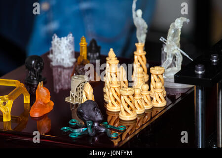 Moscow, Russia - November, 2016: Models made on 3d printer printing. Stock Photo