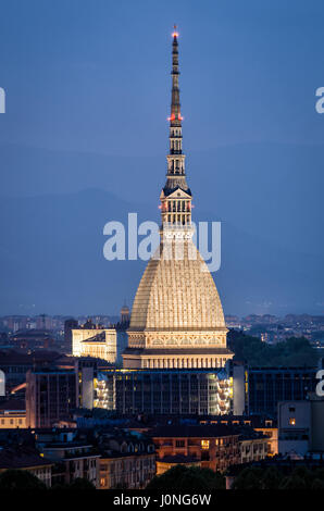 Torino la Mole Antonelliana at twilight in high definition Stock Photo