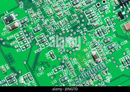 Circuit board of computer hard drive, cables, connections and terminals Stock Photo