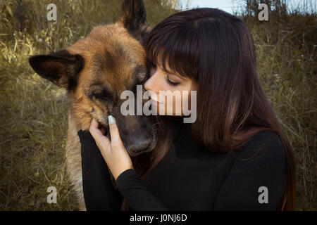 Girl and dog. Stock Photo