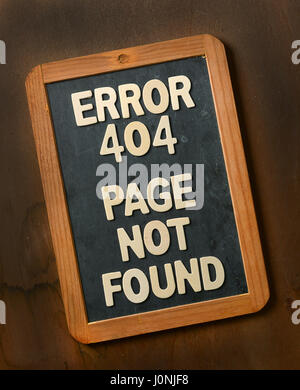 error 404 page not found on the blackboard - closeup Stock Photo