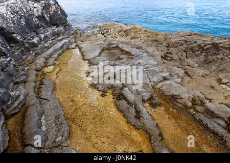 rocky coastline on kamenjak, Croatia Stock Photo