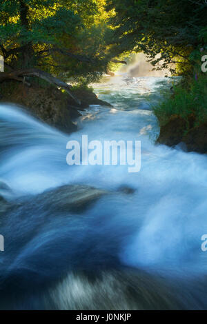 Bilusic Waterfall at sunset in Krka National Park, Croatia Stock Photo