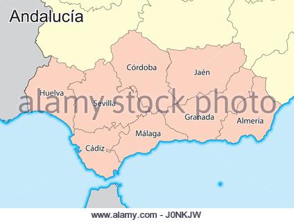 andalusia administrative and political vector map with flag Stock ...