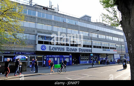 Exterior of Loftus Road Stadium at the Sky Bet Championship match between Queens Park Rangers and Brighton and Hove Albion at Loftus Road Stadium in London. April 7, 2017. Simon  Dack / Telephoto Images Stock Photo