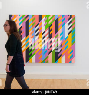 Painting Vespertino by Bridget Riley on display at Scottish National Gallery of Modern Art in Edinburgh, Scotland, United Kingdom Stock Photo