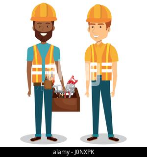construction workers avatars characters Stock Vector