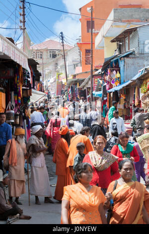 BADRINATH  INDIA, JUNE 5th - Sadhus and pilgrims on the streets near the temple of Badarinath in North India on June 5th 2013 Stock Photo