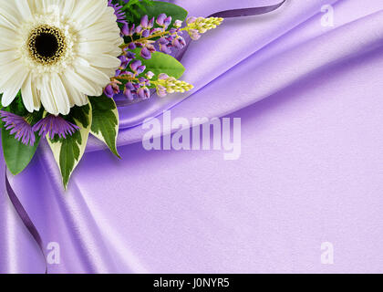 Peach silk background with drapery in the corner Stock Photo