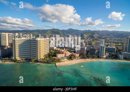 Waikiki Beach Honolulu Hawaii Aerial View Skyline Diamond Head at ...