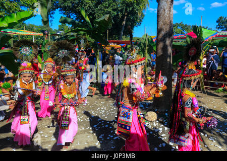 Manipuri boys perform dances during Ras Leela festival, in Madhabpur, Maulvi bazar, Bangladesh. The Bishnupriya Manipuri Community celebrates 'Raas Le Stock Photo