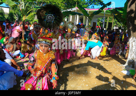 Manipuri boys perform dances during Ras Leela festival, in Madhabpur, Maulvi bazar, Bangladesh. The Bishnupriya Manipuri Community celebrates 'Raas Le Stock Photo