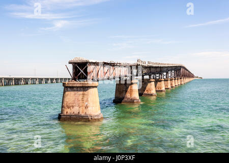 Old Bahia Honda railroad bridge at the Florida Keys, United States Stock Photo