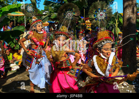 Manipuri boys perform dances during Ras Leela festival, in Madhabpur, Maulvi bazar, Bangladesh. The Bishnupriya Manipuri Community celebrates 'Raas Le Stock Photo