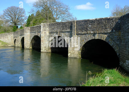 bridge over the River Teme at Leintwardine, Herefordshire, England Stock Photo