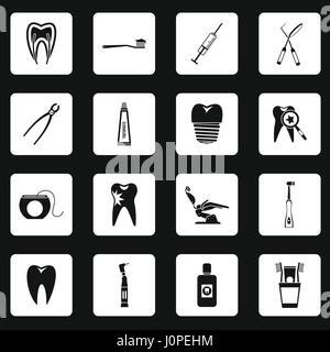 Stomatology icons set in simple style Stock Vector