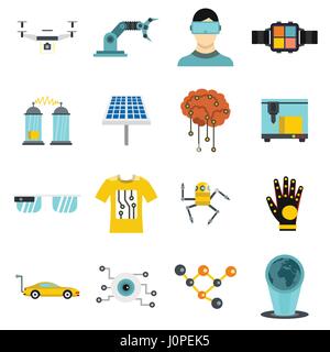 New technologies icons set, flat style Stock Vector